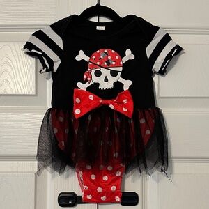 Distressed Pirate Skull Baby Onesie with Tutu